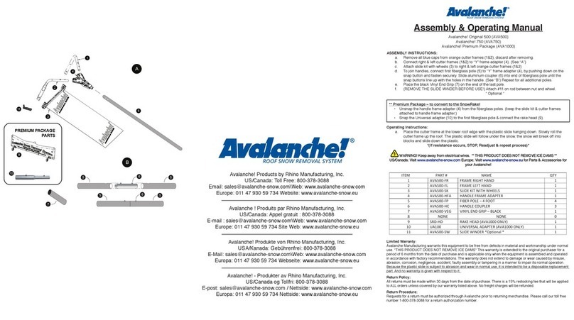 Avalanche! Original 500 Assembly & operating manual