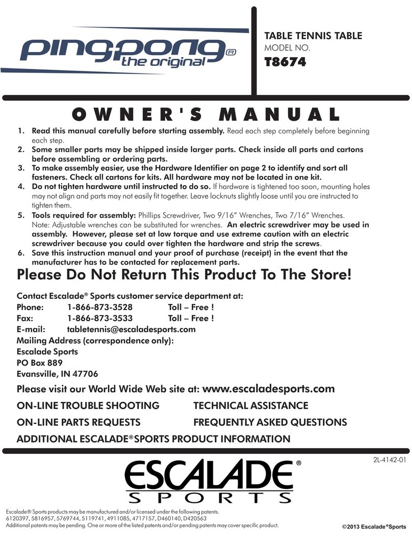 ESCALADE ping-pong T8674 owner's manual
