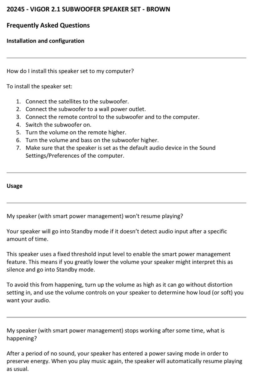 Trust VIGOR 2.1 SUBWOOFER SPEAKER SET Instruction Manual