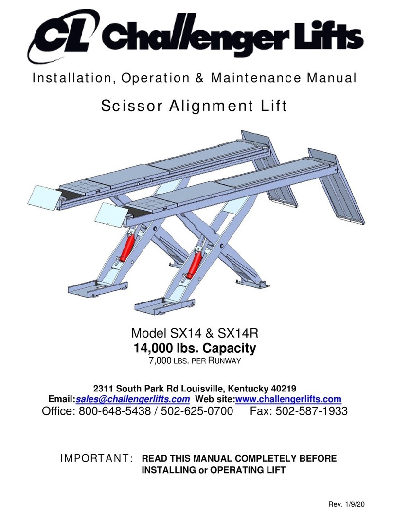 Challenger Lifts SX14 Installation, operation & maintenance manual