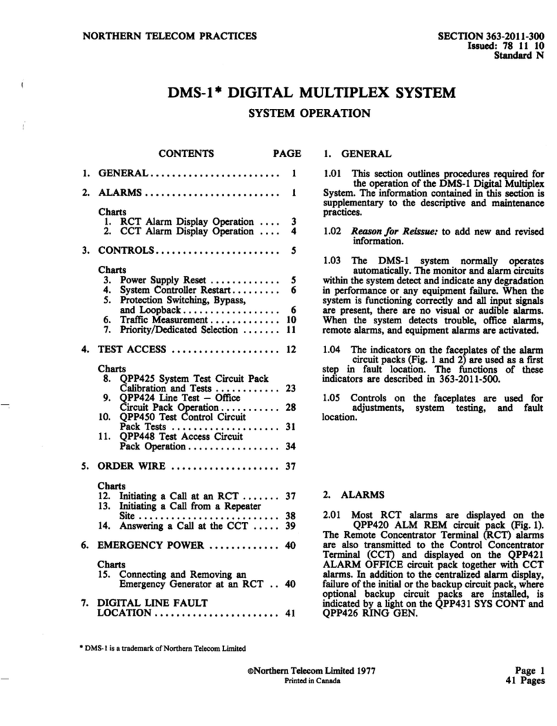 Northern Telecom DMS-1 System Operation