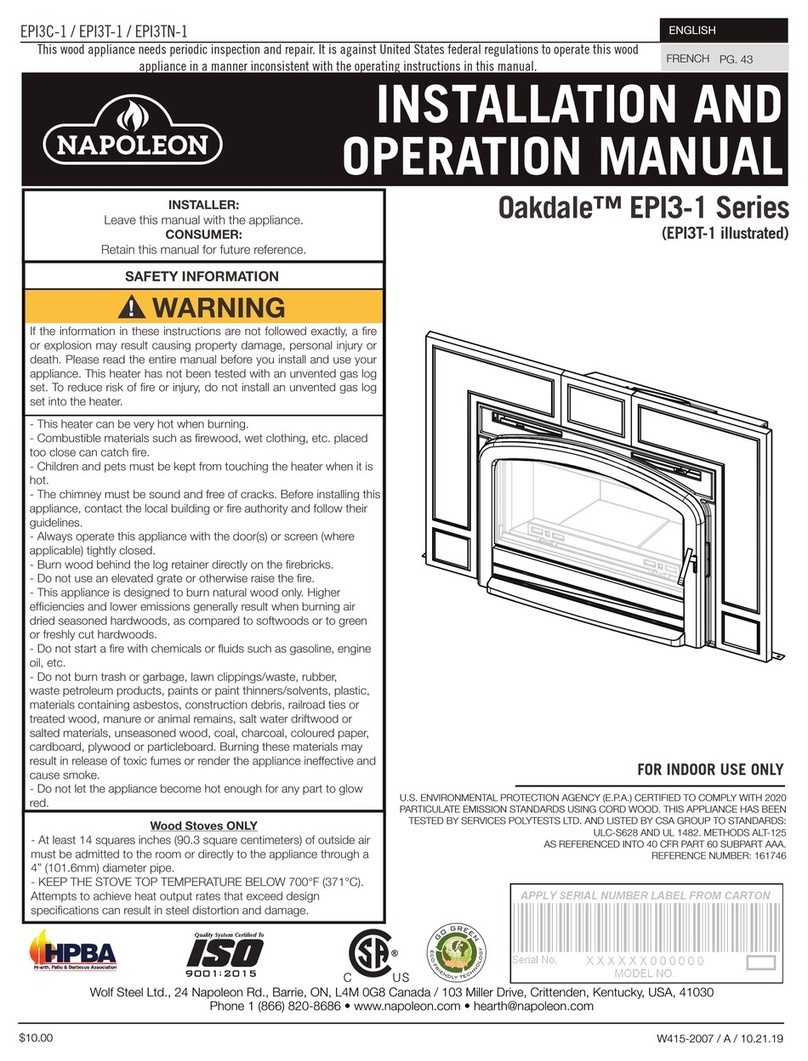 Napoleon Oakdale EPI3-1 Series User manual