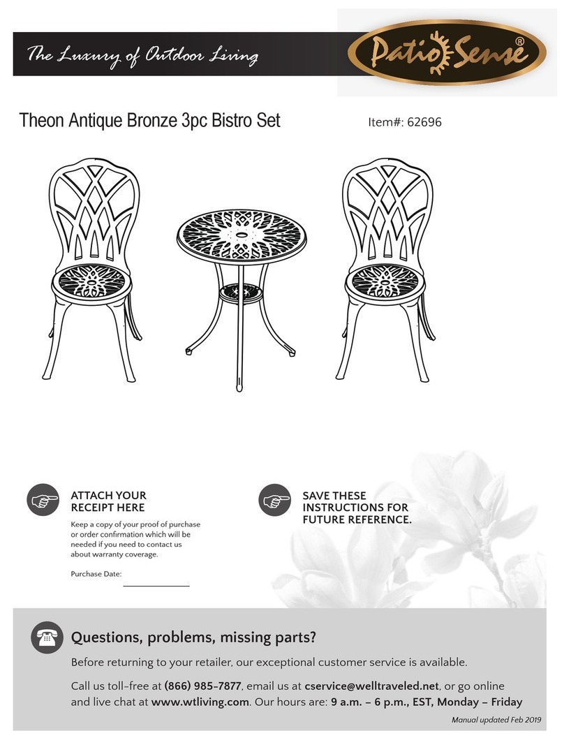 Patio Sense Theon Antique Bronze 3pc Bistro Set manual