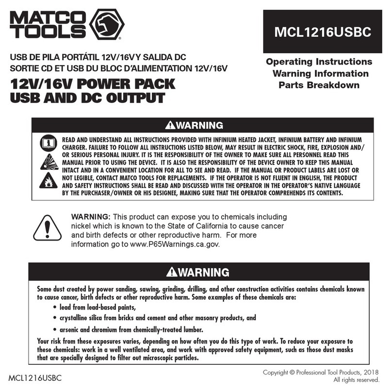 Matco Tools MCL1216USBC operating instructions
