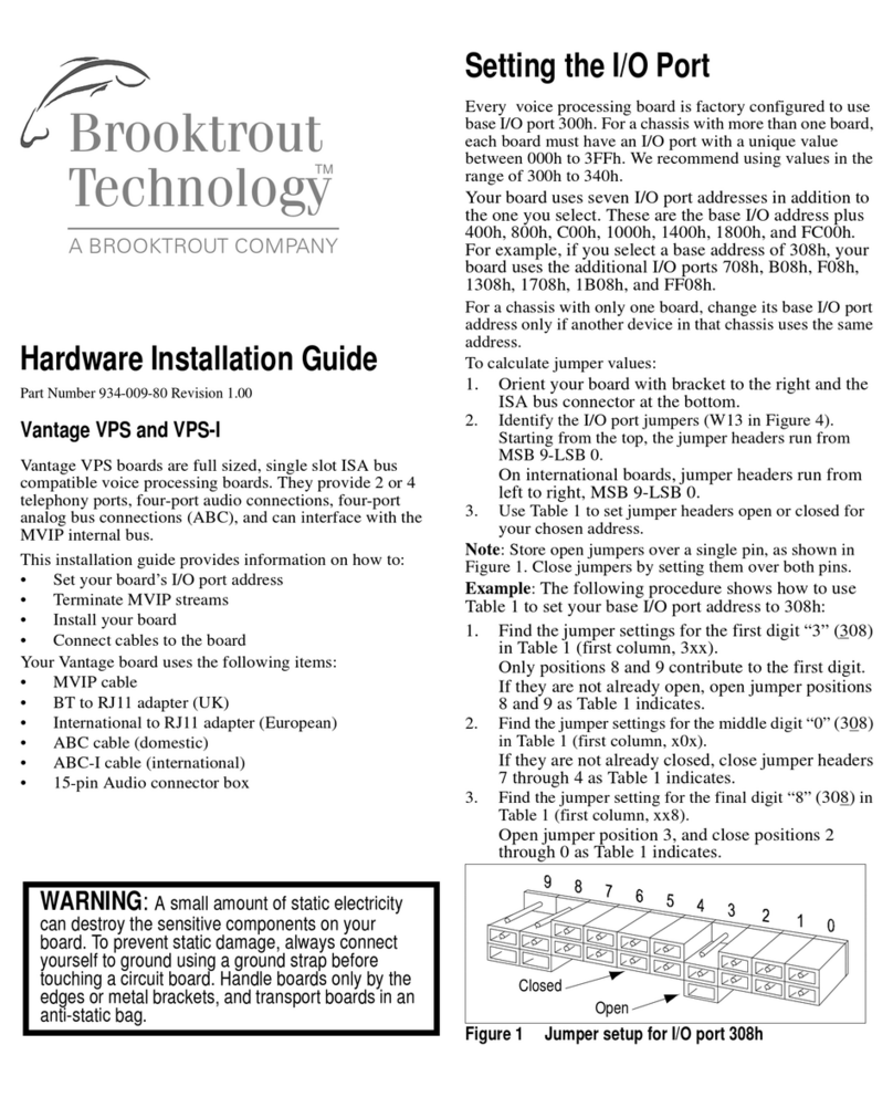 Brooktrout Technology Vantage VPS Hardware installation guide Brooktrout Technology Vantage VPS Hardware installation guide