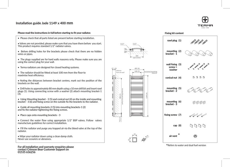TERMA Jade 1149 x 400 mm installation guide
