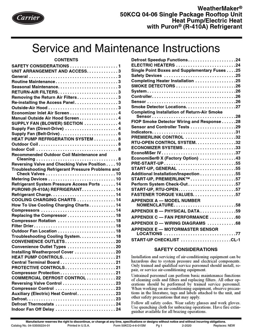 Carrier WeatherMaker 50KCQ A04 Series Installation and user guide
