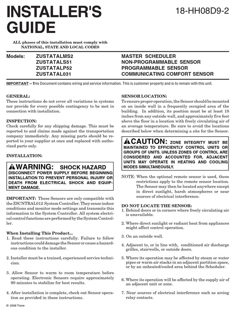 Trane ZUSTATALMS2 Installer's guide