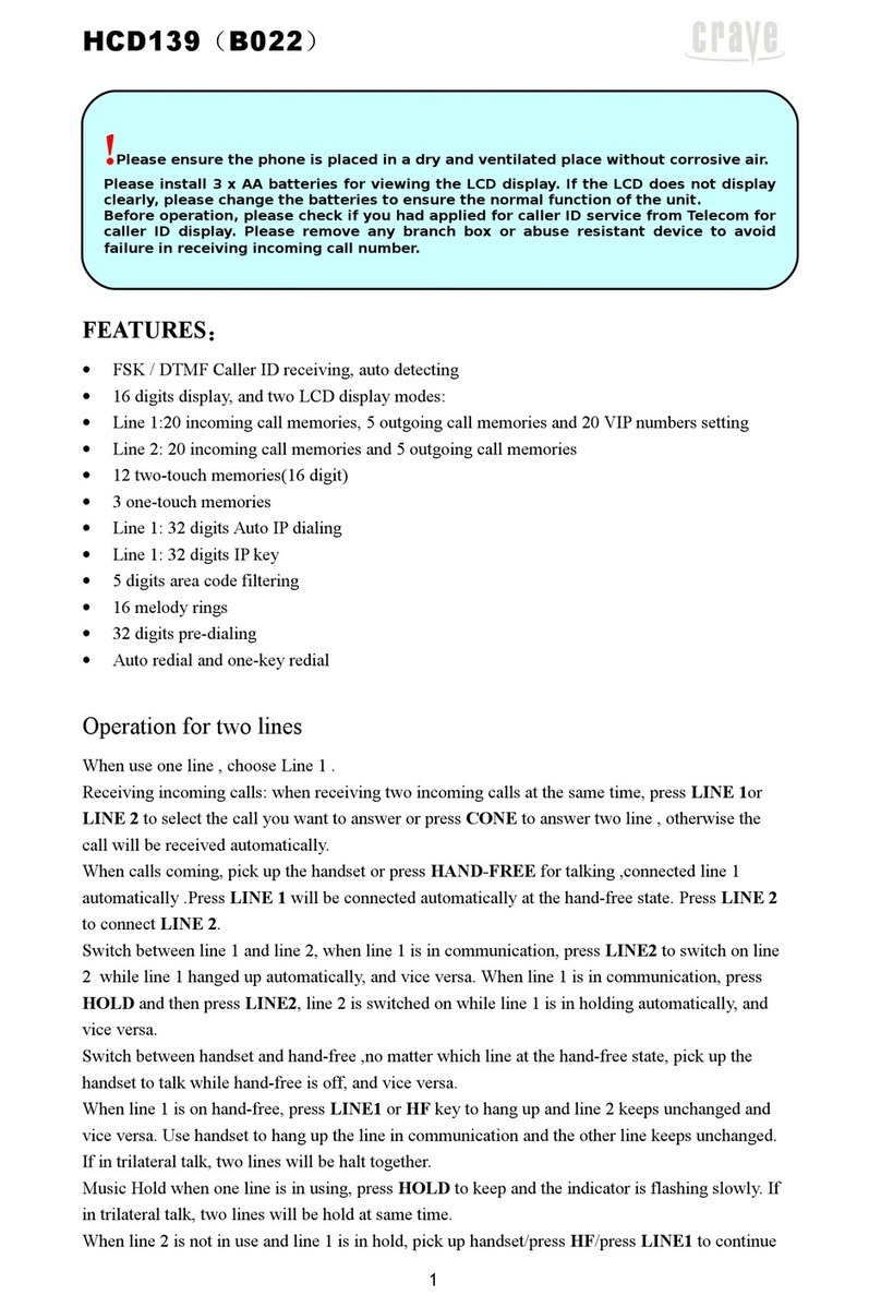 Crave HCD139 manual