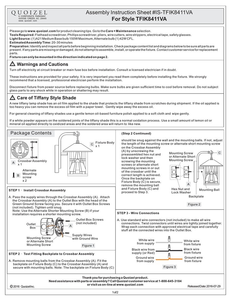 Quoizel TFIK8411VA Assembly instruction sheet