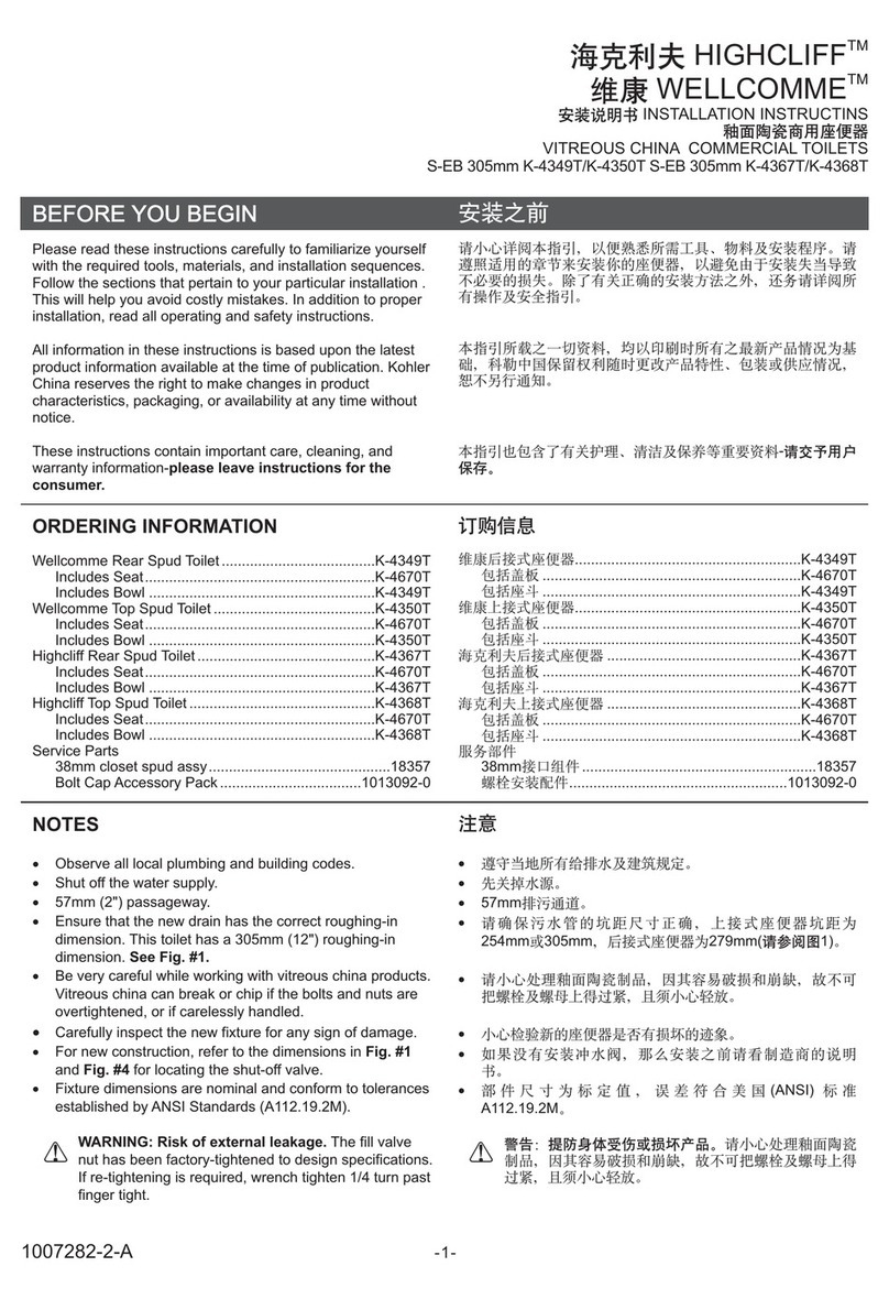 Kohler WELLCOMME K-4349T User manual Kohler WELLCOMME K-4349T User manual
