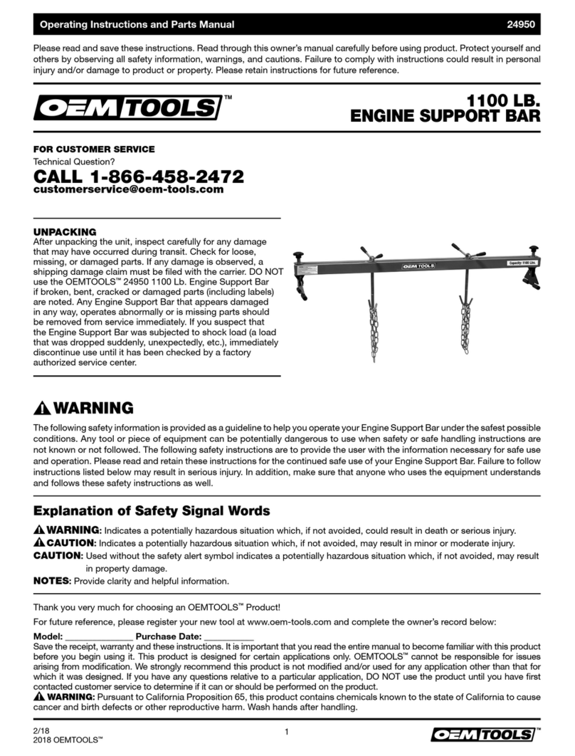 OEM Tools 24950 Operating instructions and parts manual