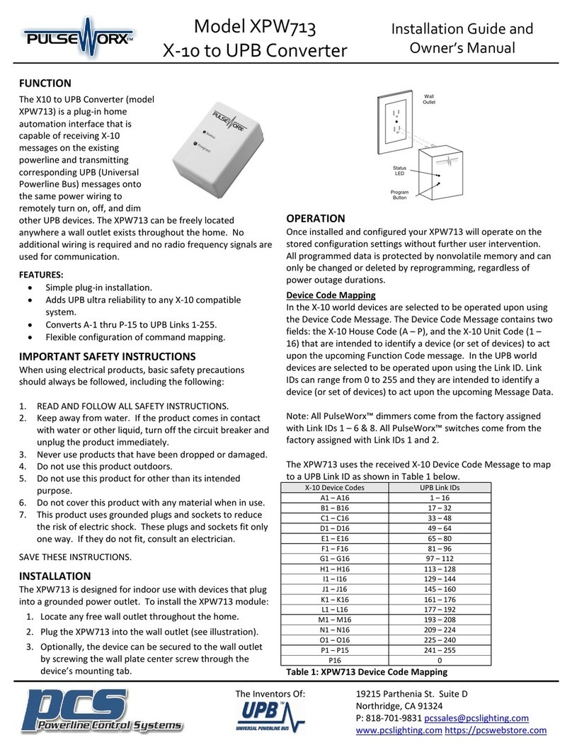 PulseWorx XPW713 Installation guide and owner's manual