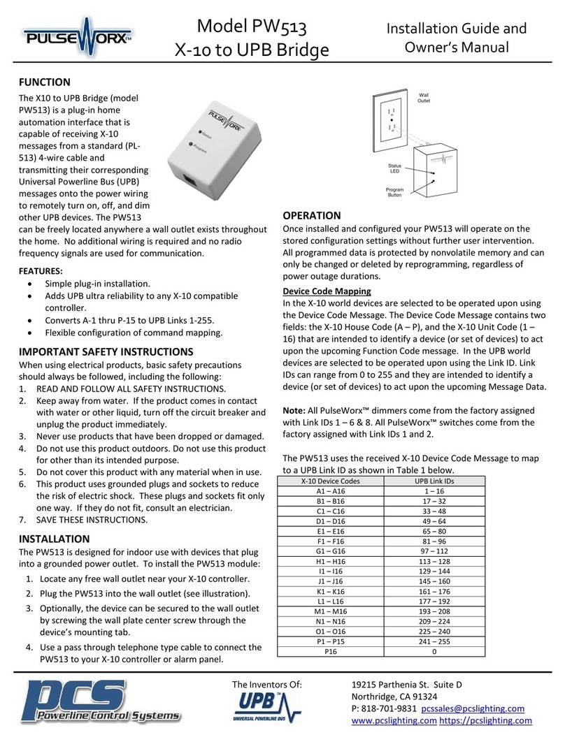 PulseWorx PW513 Installation guide and owner's manual
