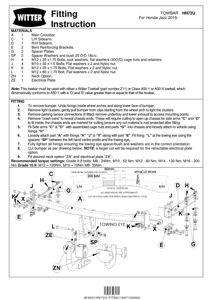 Witter HN72U FITTING INSTRUCTION Witter HN72U FITTING INSTRUCTION