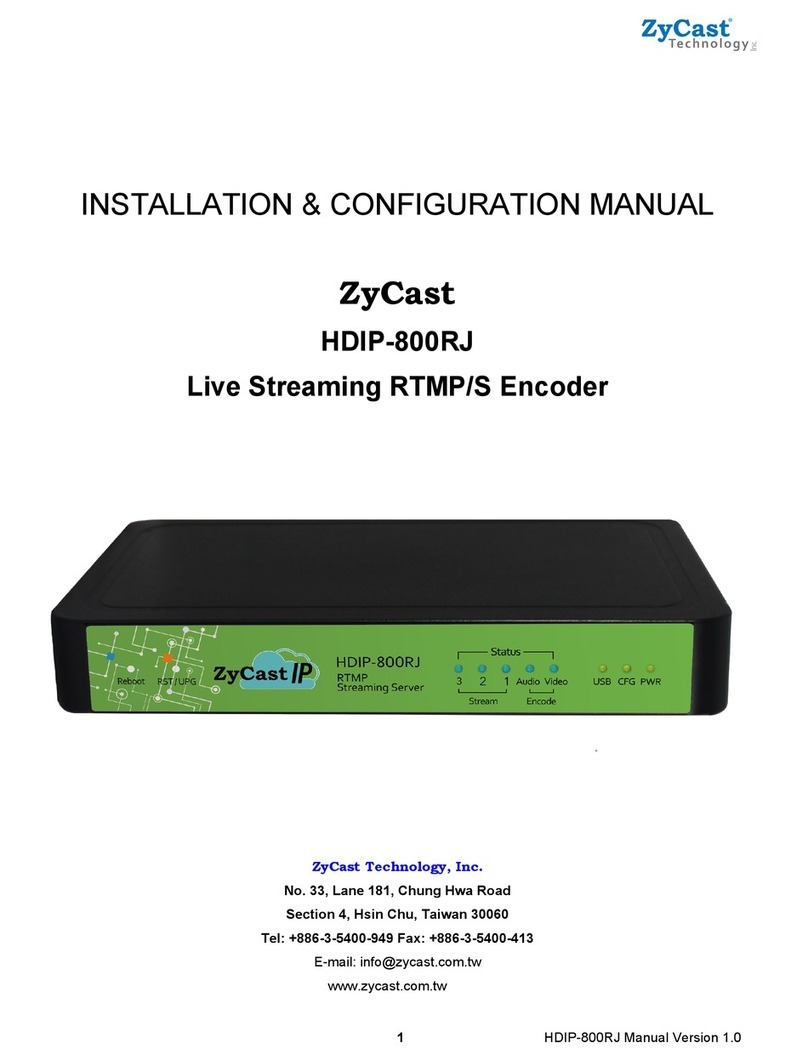 ZyCast HDIP-800RJ Installation & configuration manual ZyCast HDIP-800RJ Installation & configuration manual