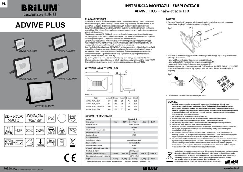 Brilum ADVIVE PLUS Series Installation and operating manual