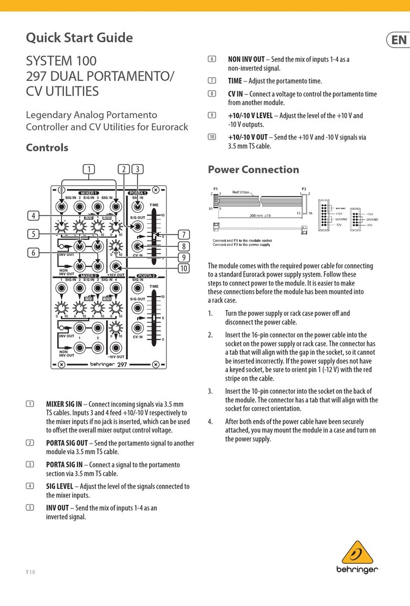 Behringer SYSTEM 100 297 DUAL PORTAMENTO quick start guide