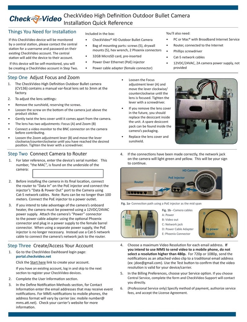 CheckVideo CV136 Manual