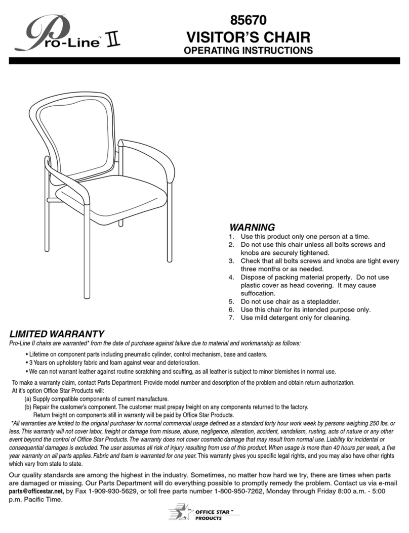 Office Star Products Pro-Line II VISITOR’S CHAIR operating instructions