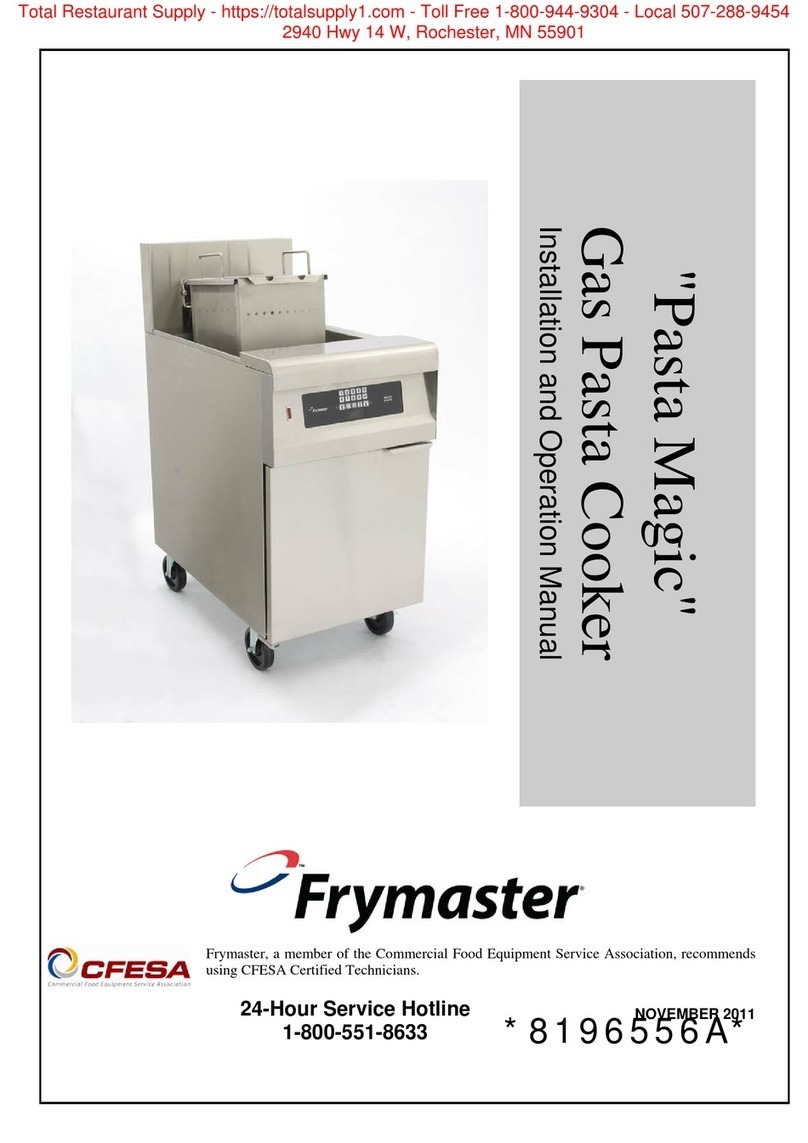 Manitowoc Frymaster PASTA MAGIC Installation and operation manual Manitowoc Frymaster PASTA MAGIC Installation and operation manual