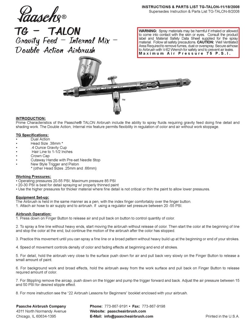 paasche TG-TALON Instructions-parts list