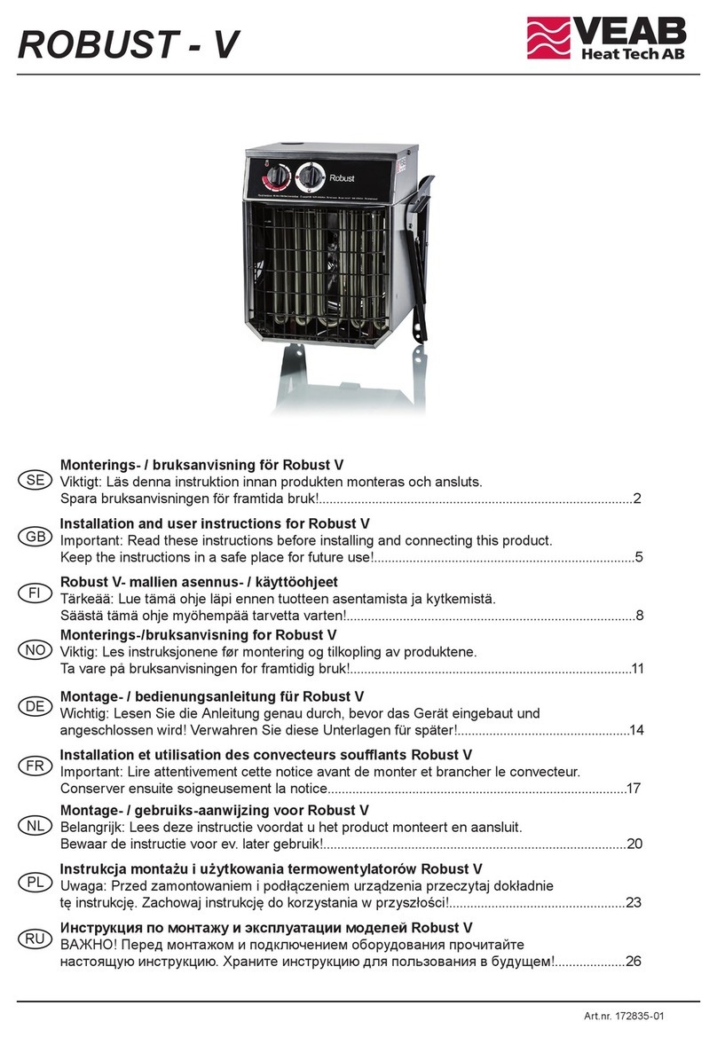 VEAB Heat Tech ROBUST V Series Installation and user instructions