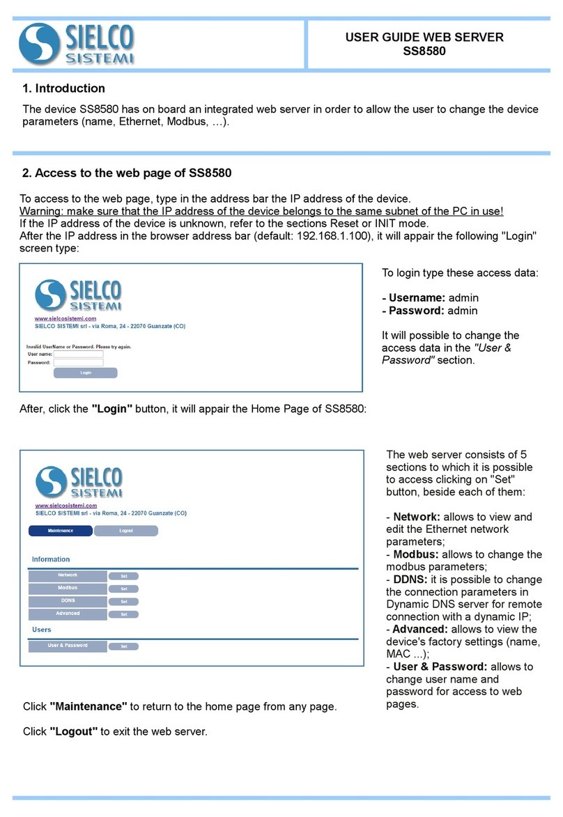 sielco SS8580 user guide