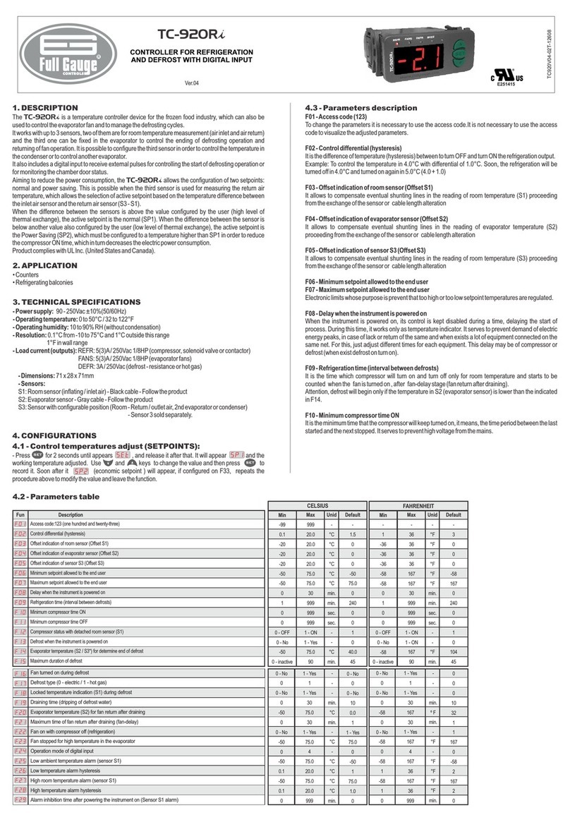 Full Gauge Controls TC-920Ri User manual