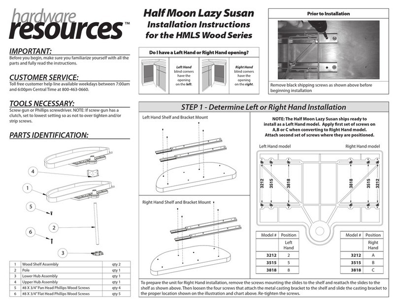 HARDWARE RESOURCES Half Moon Lazy Susan Series User manual