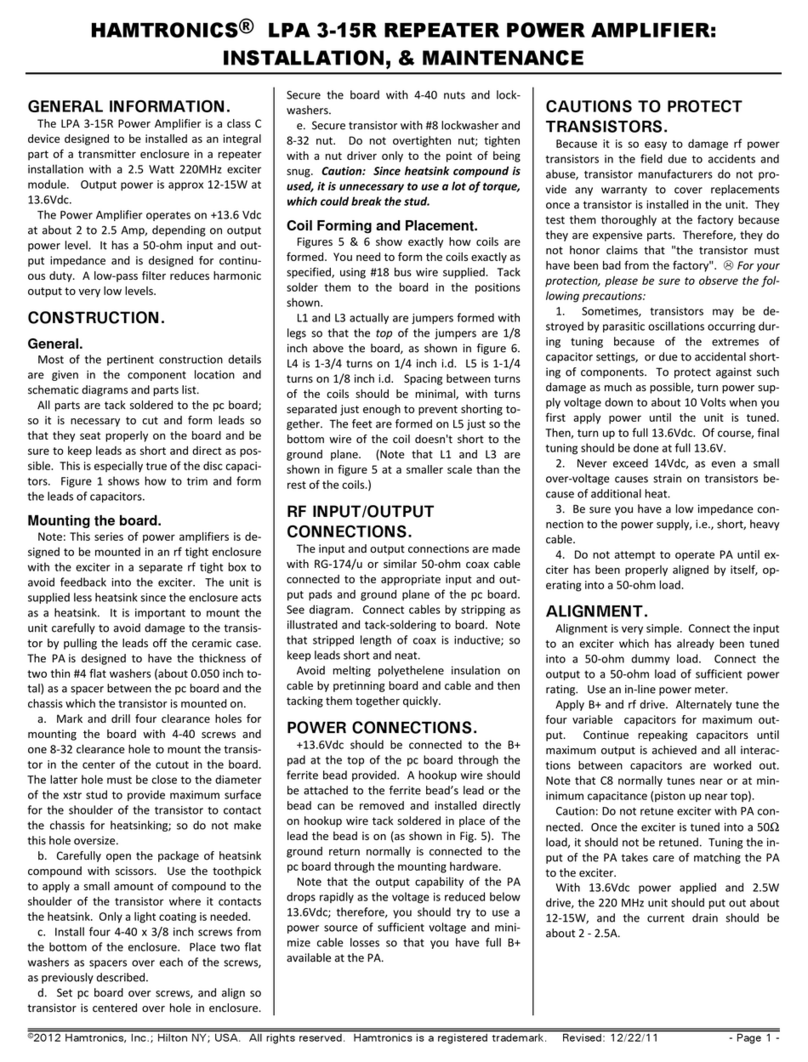 HAMTRONICS LPA 3-15R Maintenance and service guide