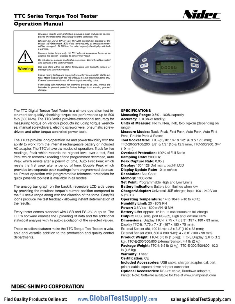 Nidec TTC Series Operation manual