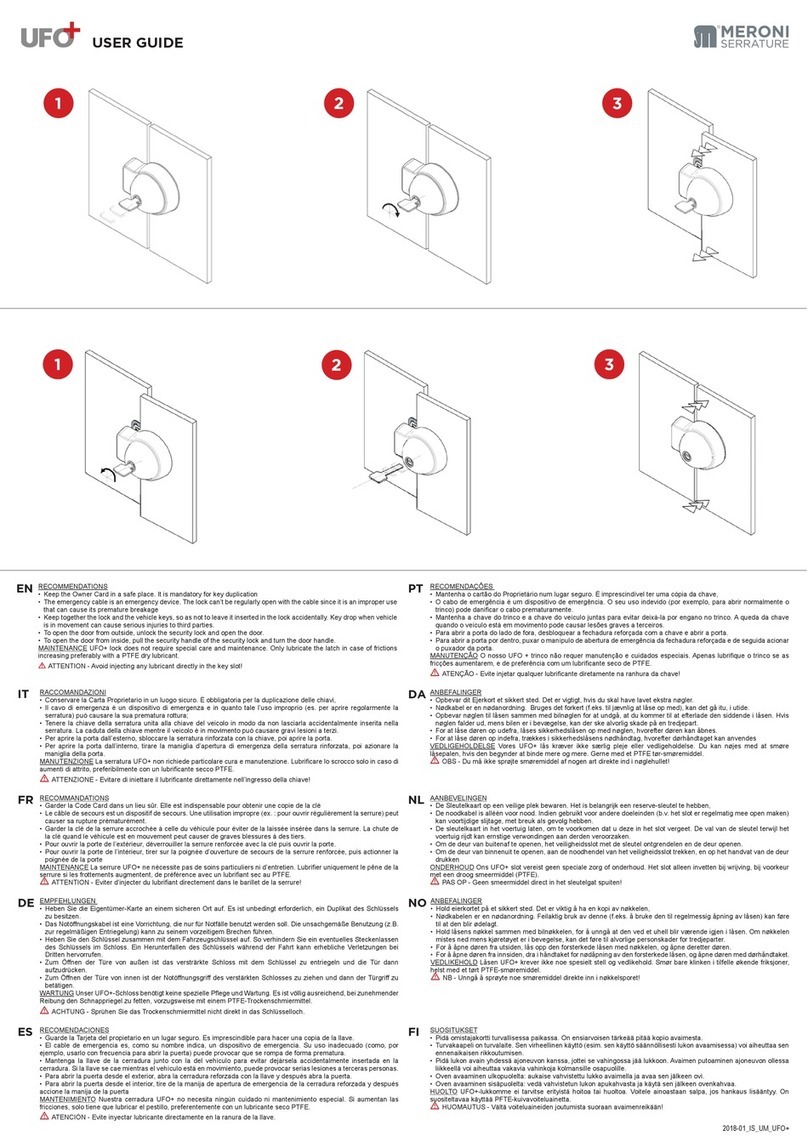 Serrature Meroni UFO+ user guide