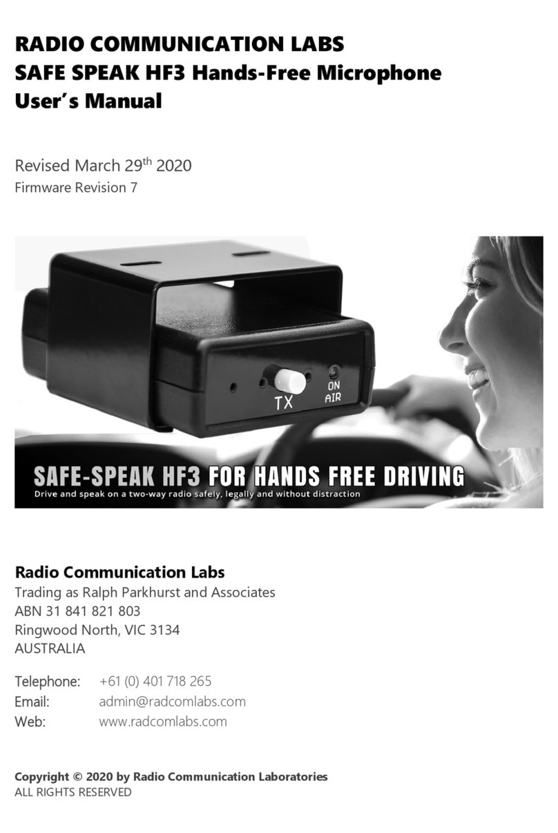 Radio Communication Labs SAFE SPEAK HF3 user manual Radio Communication Labs SAFE SPEAK HF3 user manual