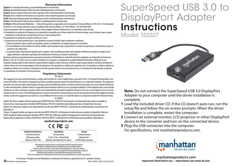 Manhattan 152327 instructions