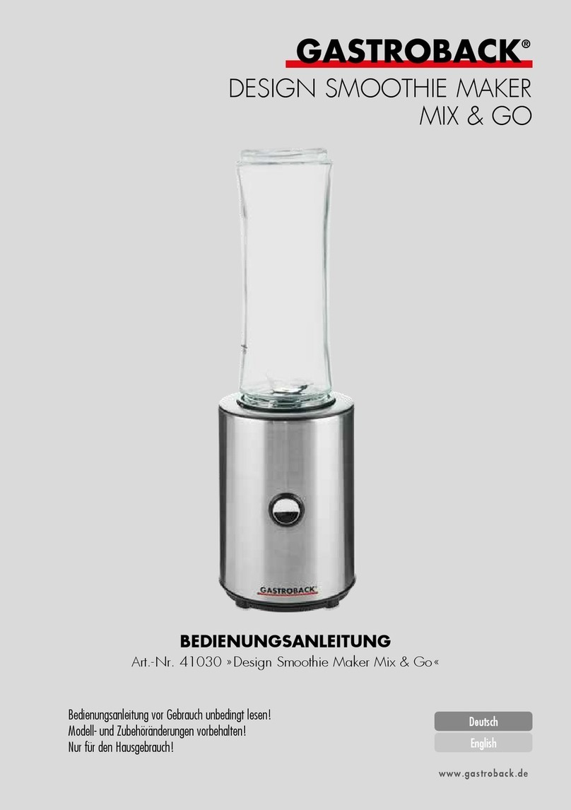 Gastroback DESIGN SMOOTHIE MAKER MIX & GO User manual Gastroback DESIGN SMOOTHIE MAKER MIX & GO User manual