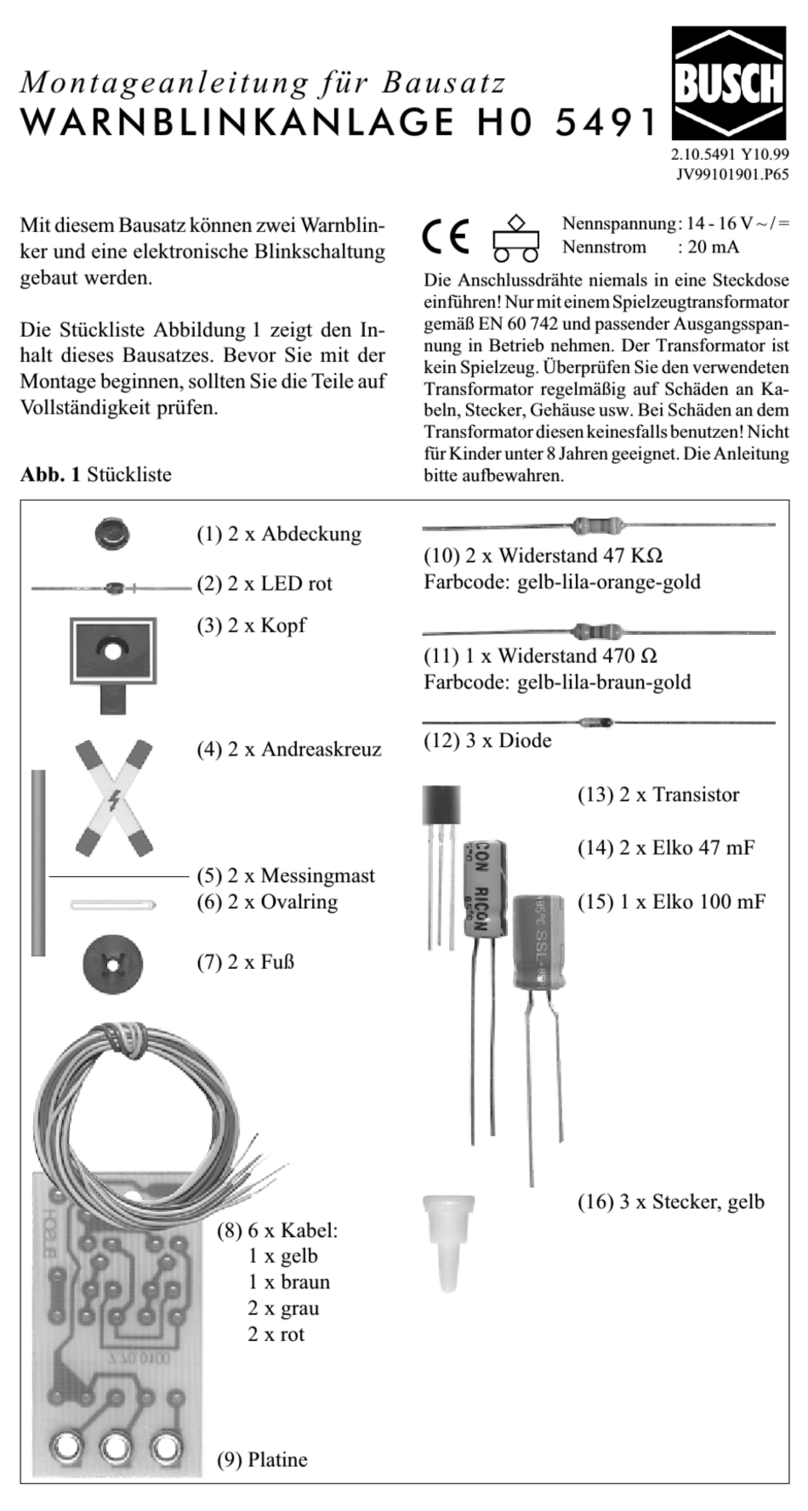 BUSCH H0 5491 User manual