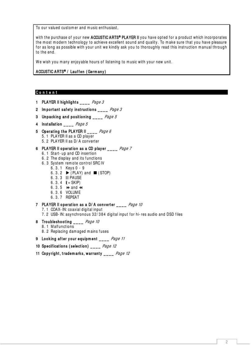 Accustic Arts PLAYER II User manual