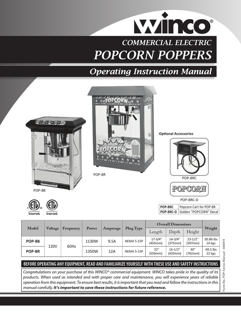 Winco POP-8B Operating instructions manual Winco POP-8B Operating instructions manual