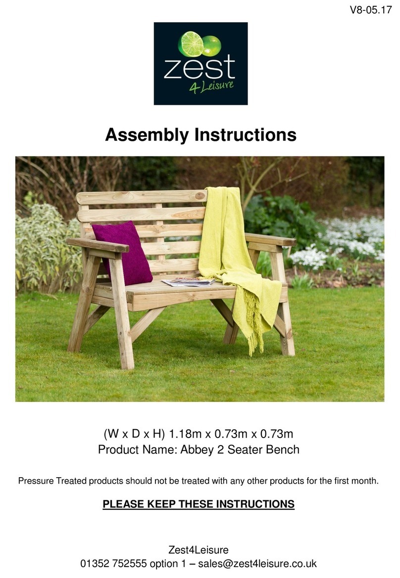 Zest 4 Leisure Abbey 2 Seater Bench User manual Zest 4 Leisure Abbey 2 Seater Bench User manual