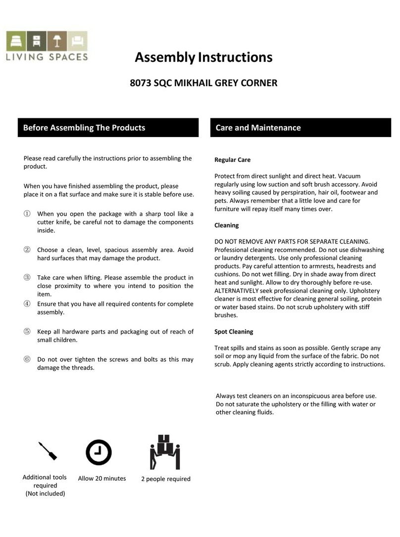 Living Spaces 8073 SQC MIKHAIL GREY CORNER User manual