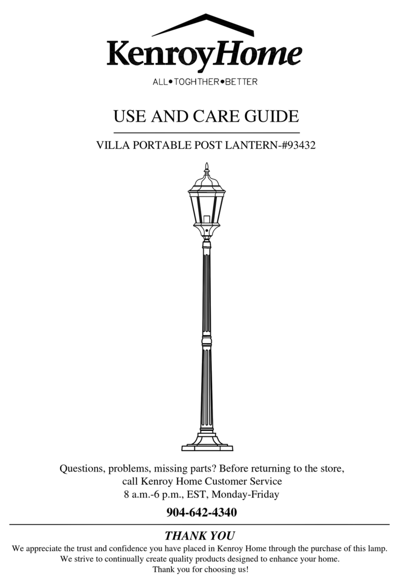 Kenroy Home VILLA PORTABLE POST LANTERN 93432 Use and care guide