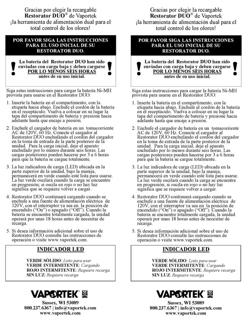 Vaportek Restorator DUO User manual