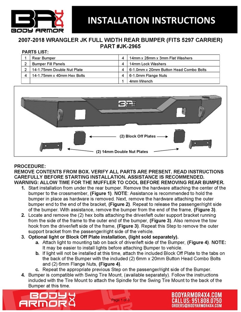 Body Armor 4x4 JK-2965 installation instructions