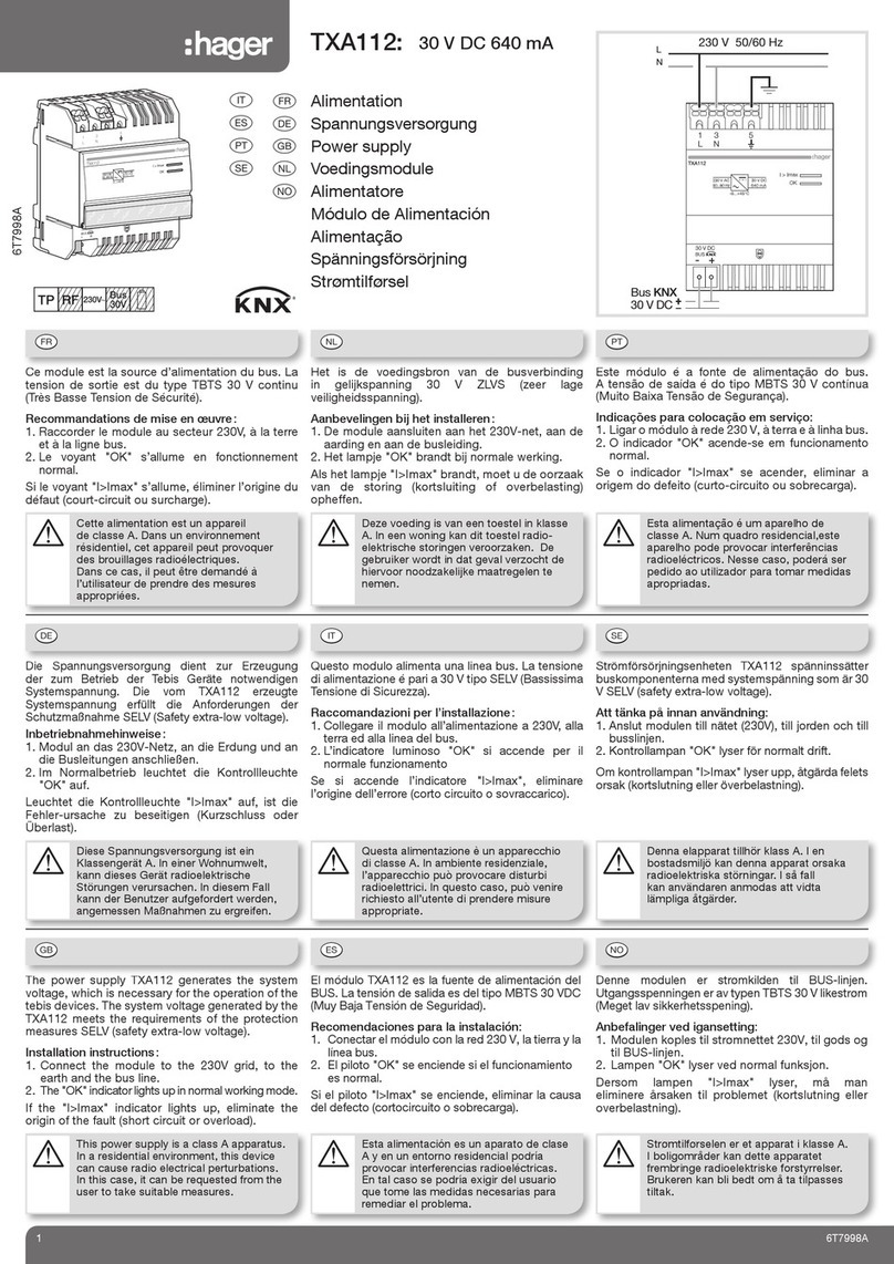 hager TXA112 quick start guide