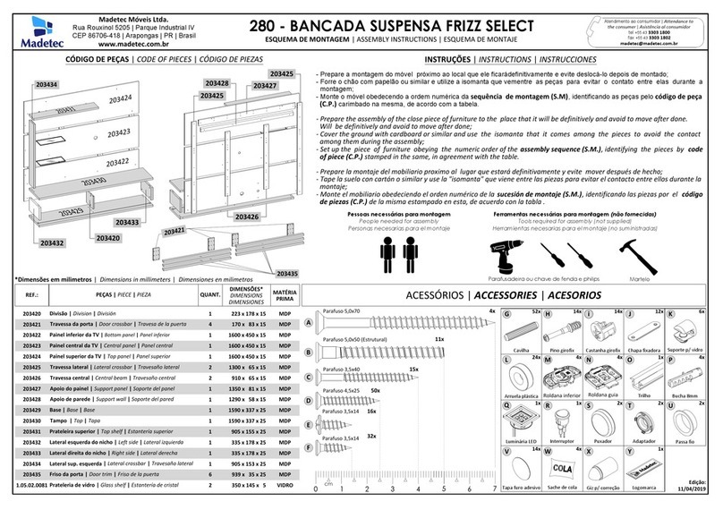 Madetec FRIZZ SELECT 280 Assembly instructions
