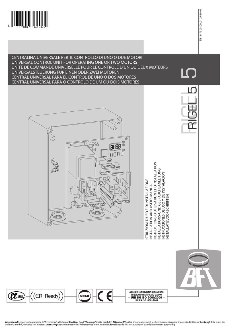 BFT RIGEL 5 Installation and user manual BFT RIGEL 5 Installation and user manual