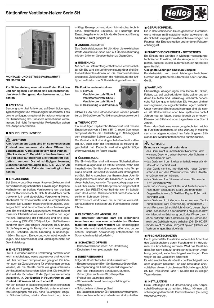 Helios SH Series Operation and installation instruction