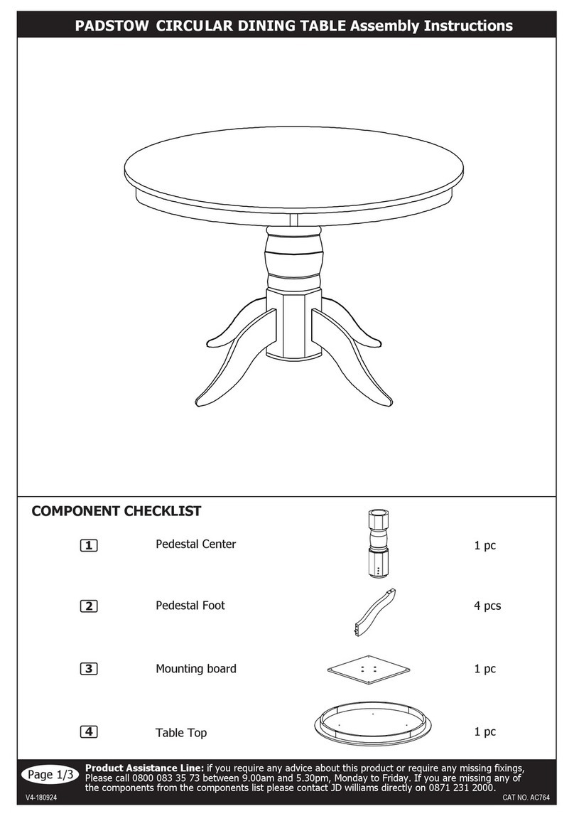 Marks & Spencer PADSTOW CIRCULAR DINING TABLE Assembly instructions