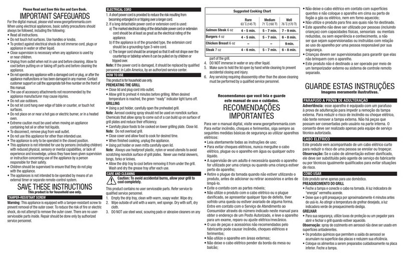 George Foreman GR136B127V quick start guide